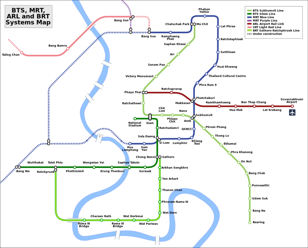Streckenplan der Skytrain in Bangkok