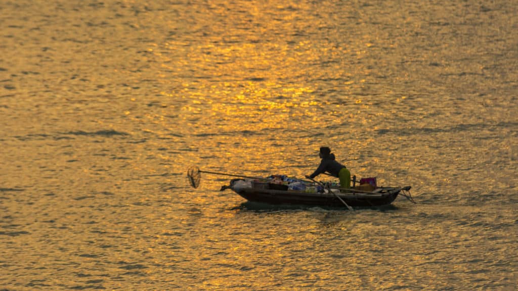 Foto Reiseblog Sonnenuntergang Halong Bucht 