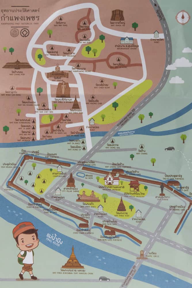Übersichtskarte des Historischen Parks Kamphaeng Phet - Thailand