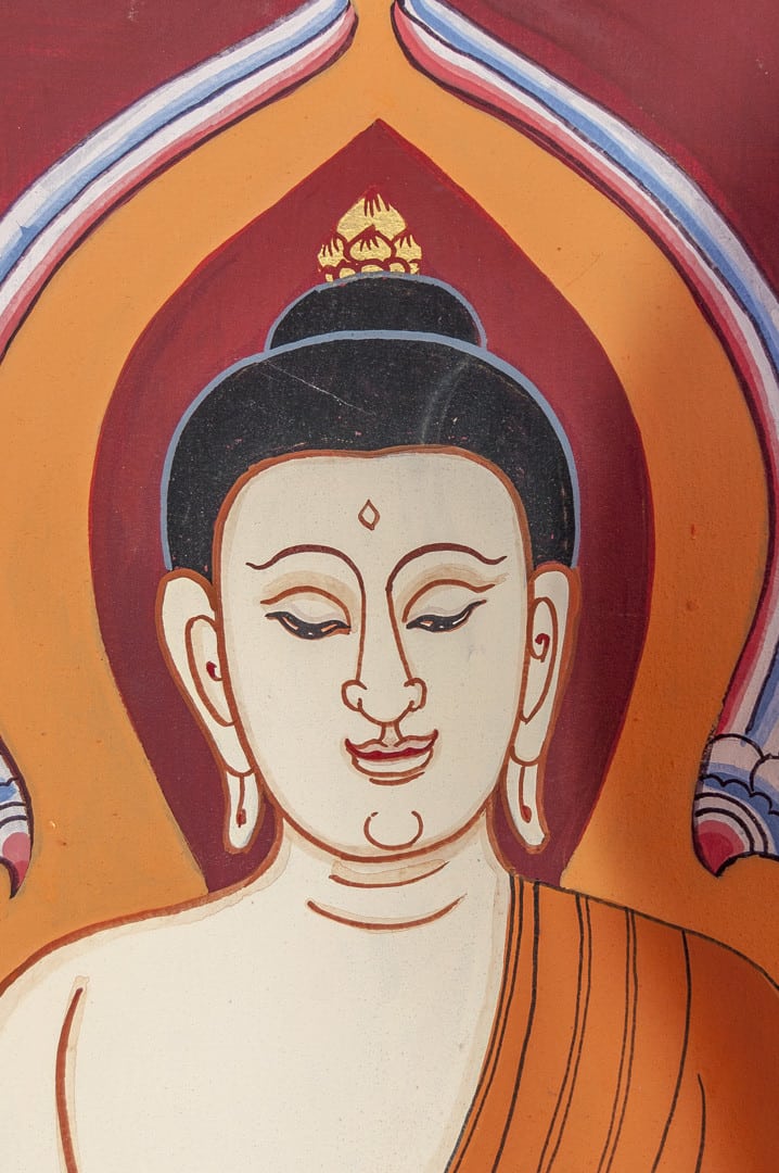 Buddha-Kopf Darstellung mit Haarknoten