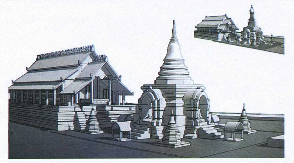Grafische Rekonstruktion vom Wat Singha in Kamphaeng Phet
